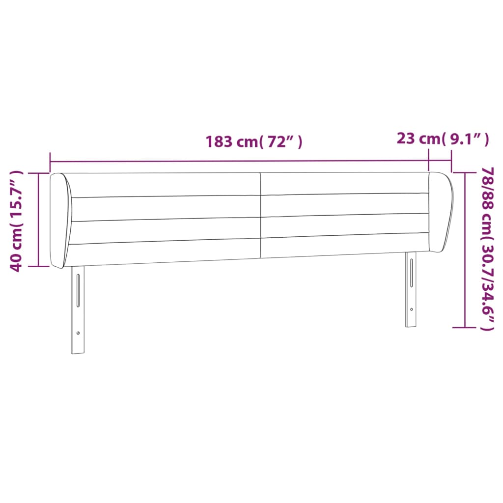 Tête de lit avec oreilles Marron foncé 183x23x78/88 cm Tissu - XIOS
