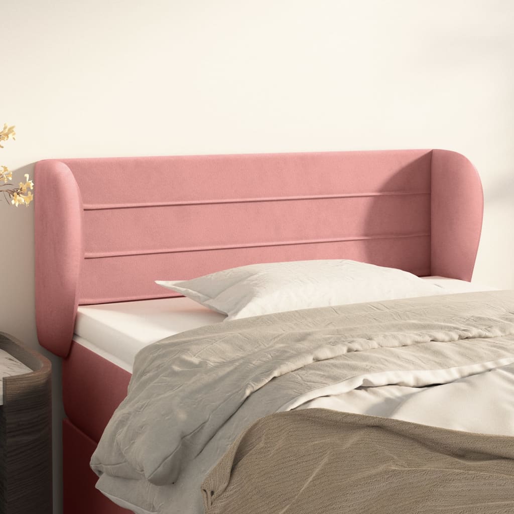 Tête de lit avec oreilles Rose 93x23x78/88 cm Velours - XIOS