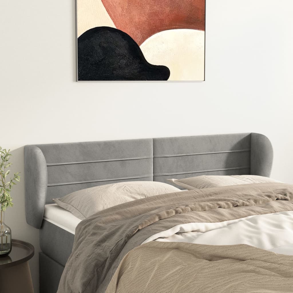 Tête de lit avec oreilles Gris clair 147x23x78/88 cm Velours - XIOS