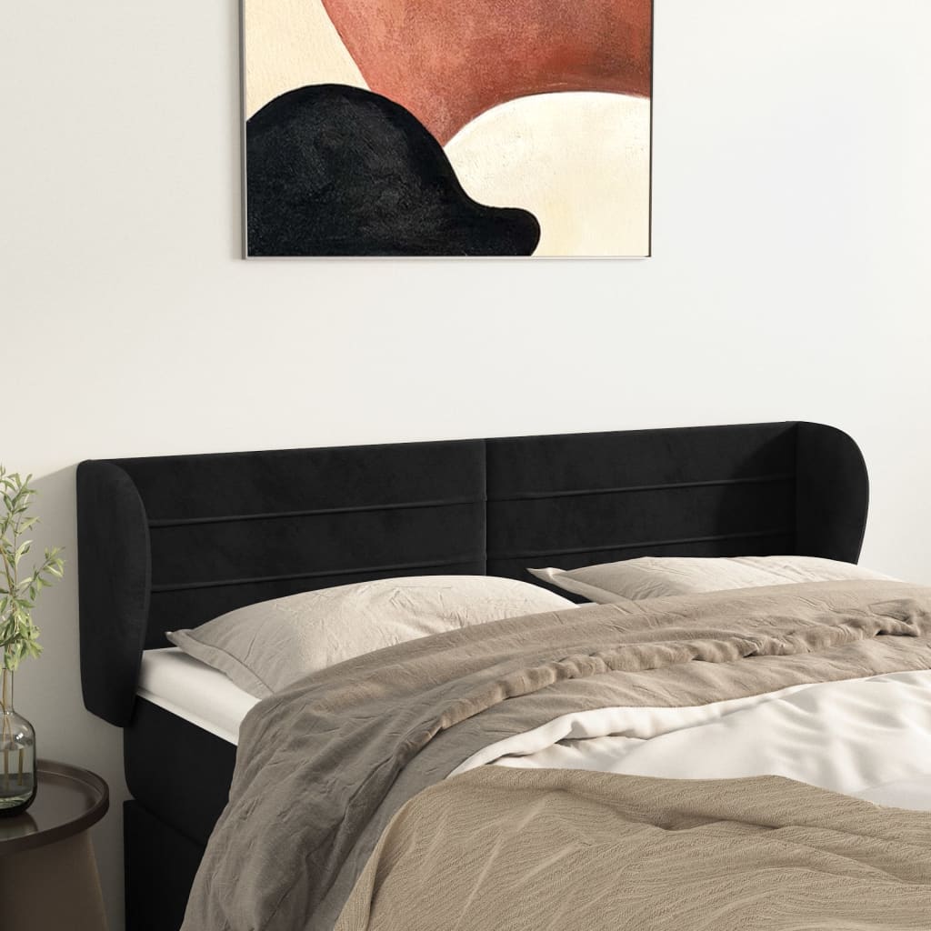 Tête de lit avec oreilles Noir 147x23x78/88 cm Velours - XIOS