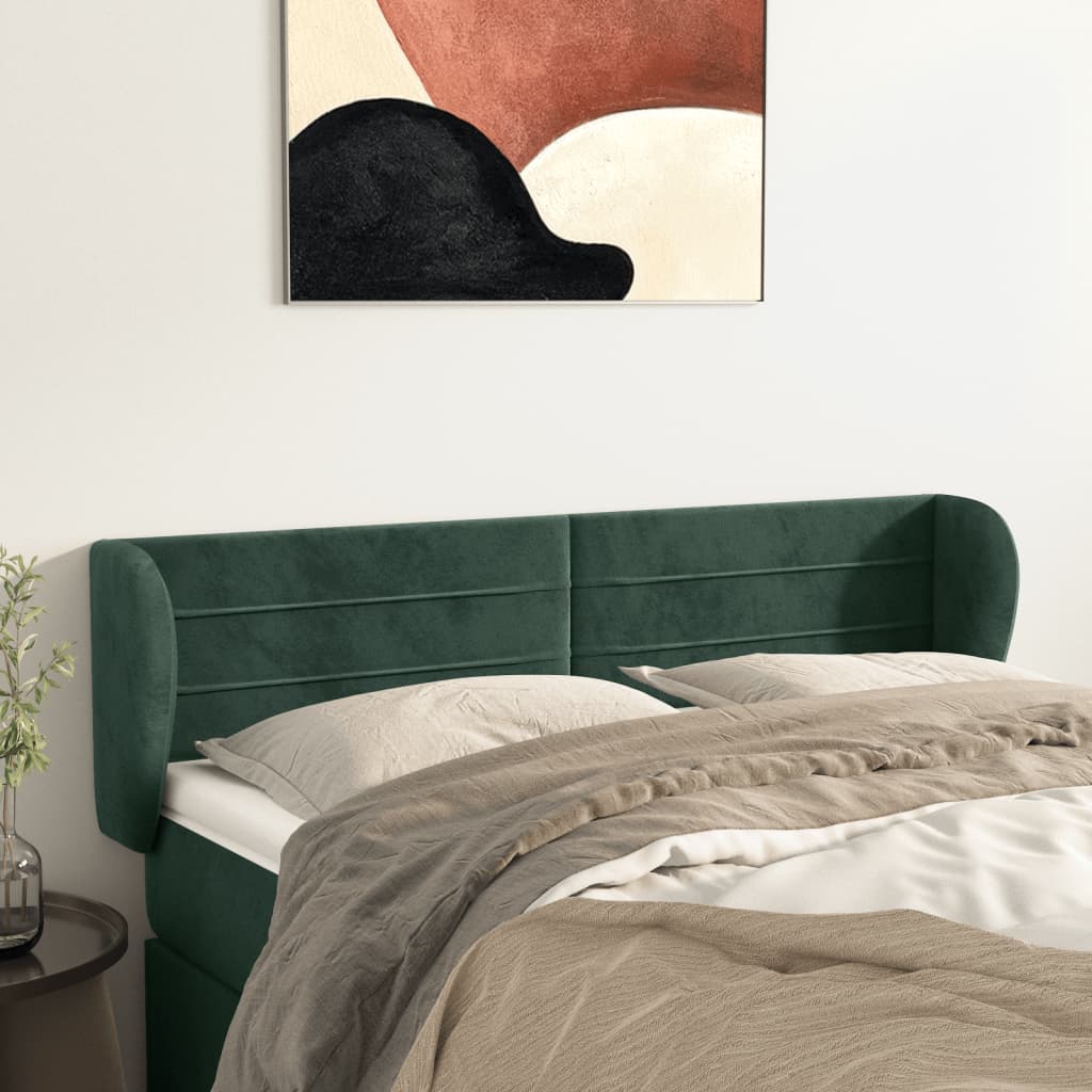 Tête de lit avec oreilles Vert foncé 147x23x78/88 cm Velours - XIOS
