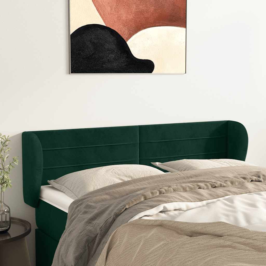 Tête de lit avec oreilles Vert foncé 147x23x78/88 cm Velours - XIOS