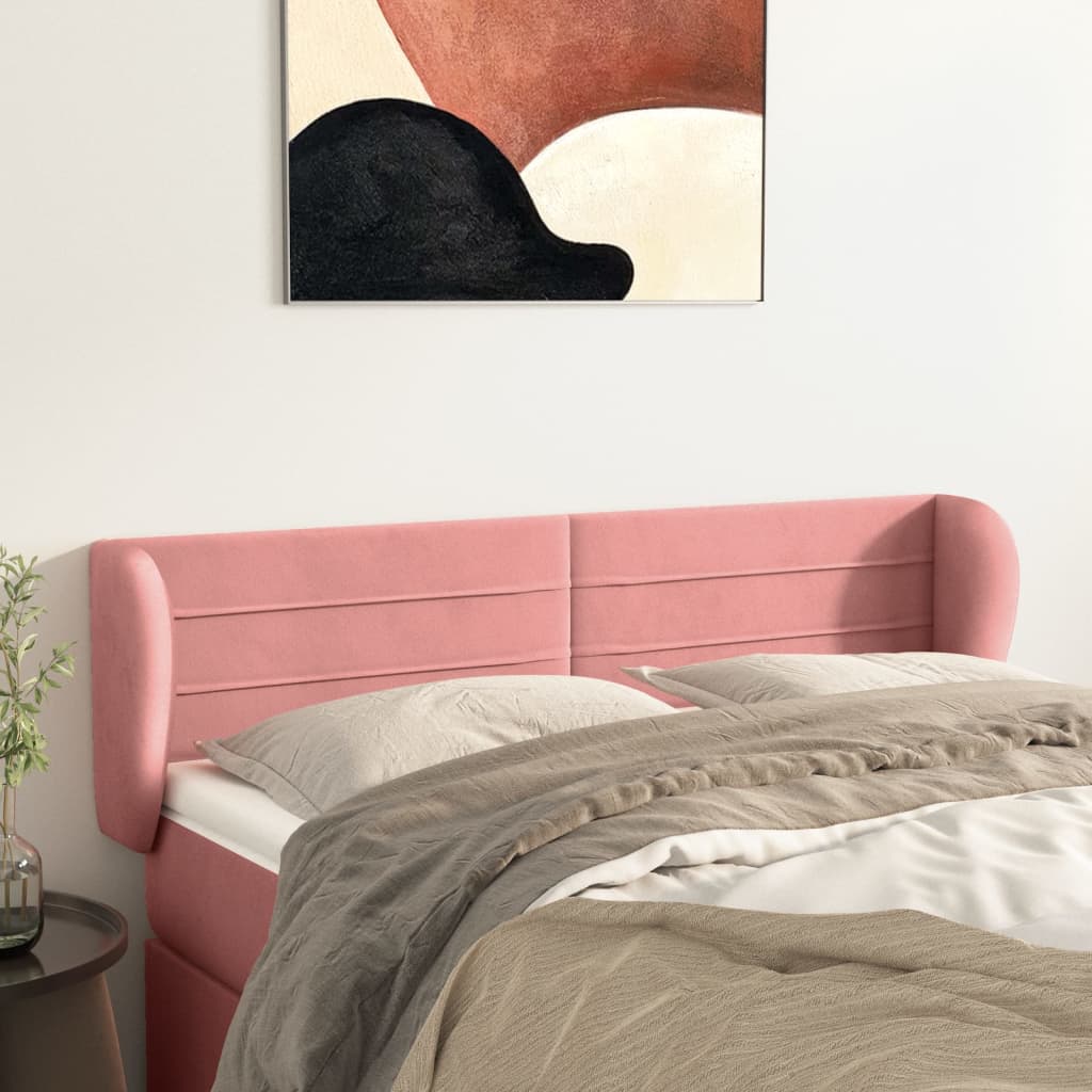 Tête de lit avec oreilles Rose 147x23x78/88 cm Velours - XIOS