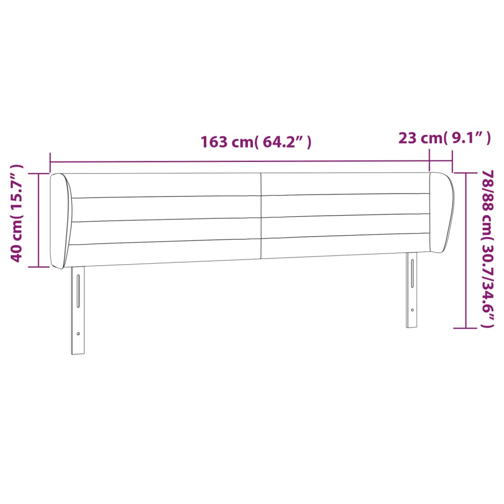 Tête de lit avec oreilles Gris foncé 163x23x78/88 cm Velours - XIOS