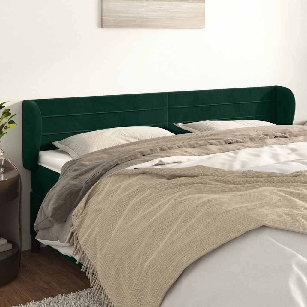 Tête de lit avec oreilles Vert foncé 163x23x78/88 cm Velours - XIOS