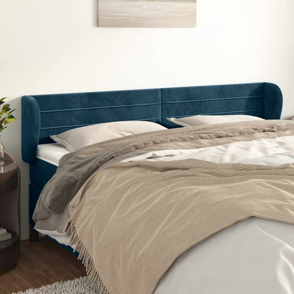Tête de lit avec oreilles Bleu foncé 163x23x78/88 cm Velours - XIOS