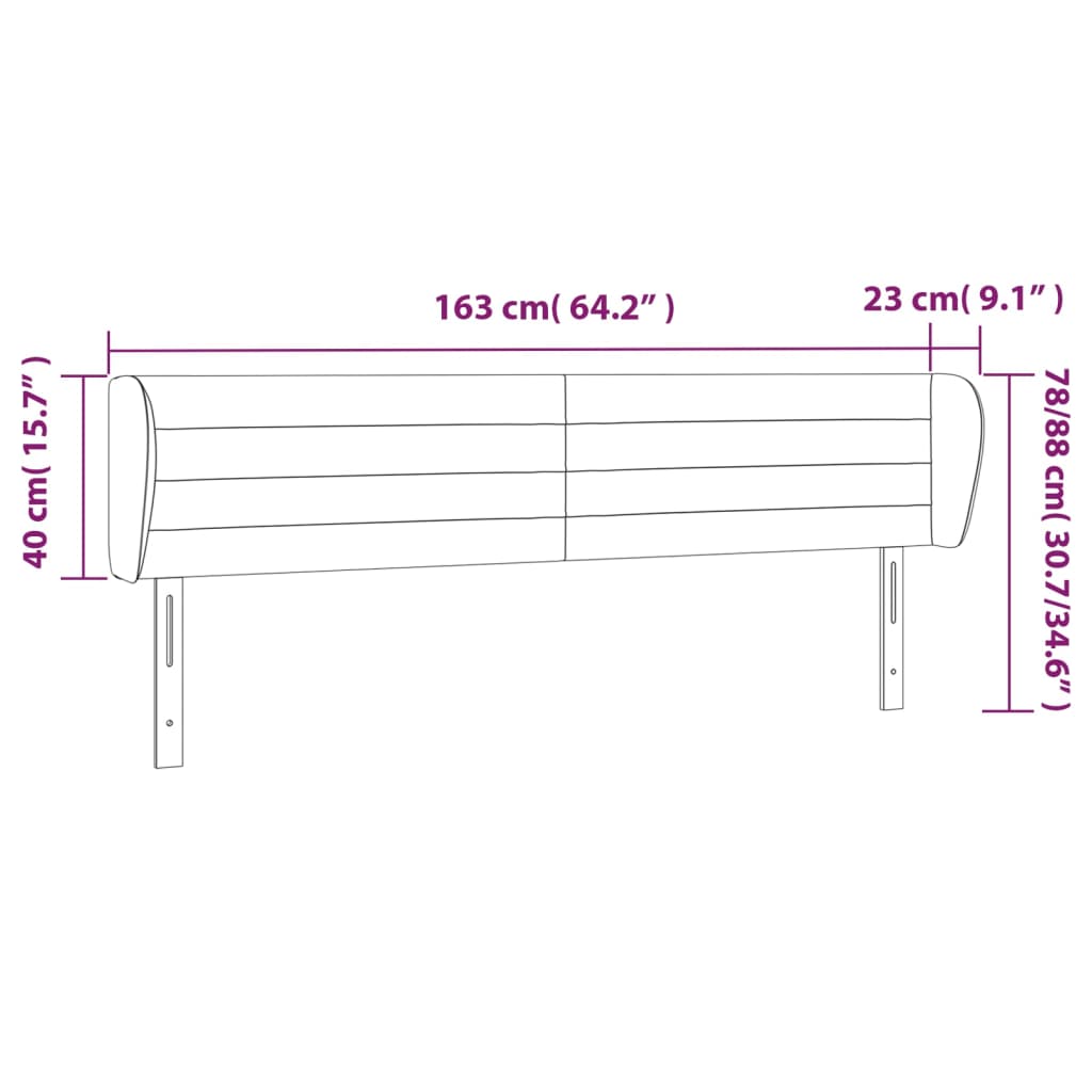 Tête de lit avec oreilles Rose 163x23x78/88 cm Velours - XIOS