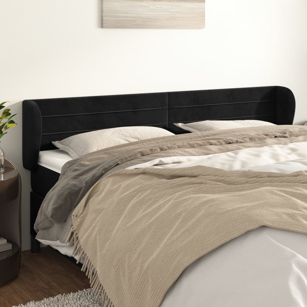 Tête de lit avec oreilles Noir 183x23x78/88 cm Velours - XIOS