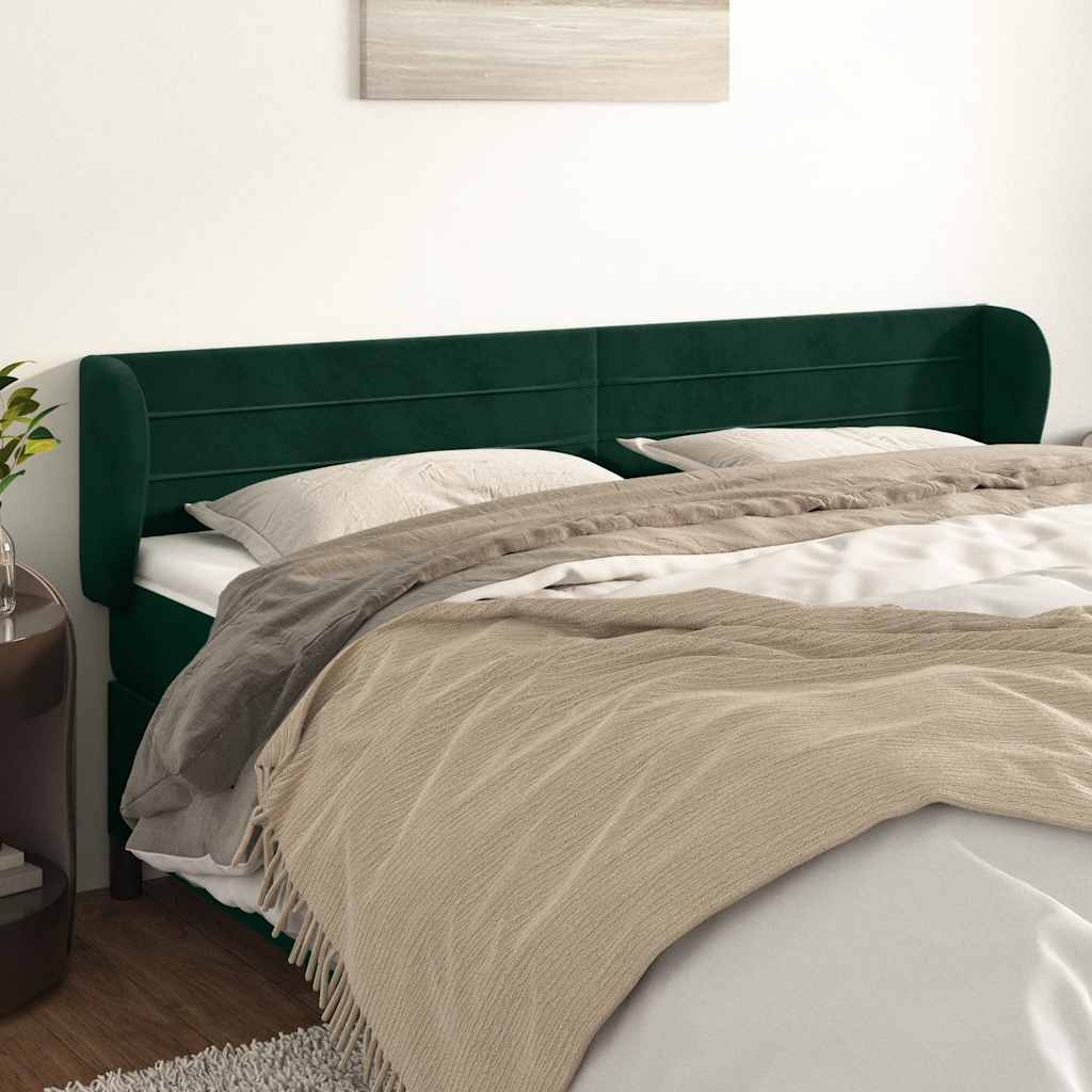 Tête de lit avec oreilles Vert foncé 203x23x78/88 cm Velours - XIOS