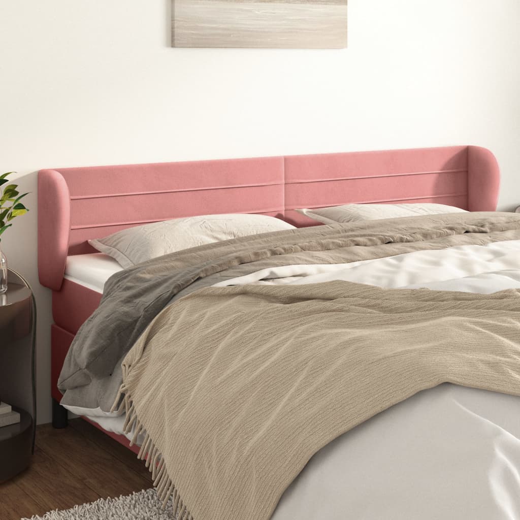 Tête de lit avec oreilles Rose 203x23x78/88 cm Velours - XIOS