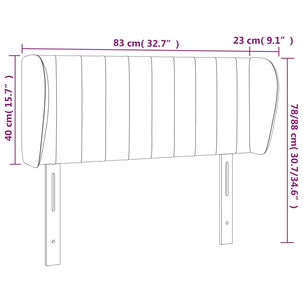 Tête de lit avec oreilles Gris foncé 83x23x78/88 cm Tissu - XIOS