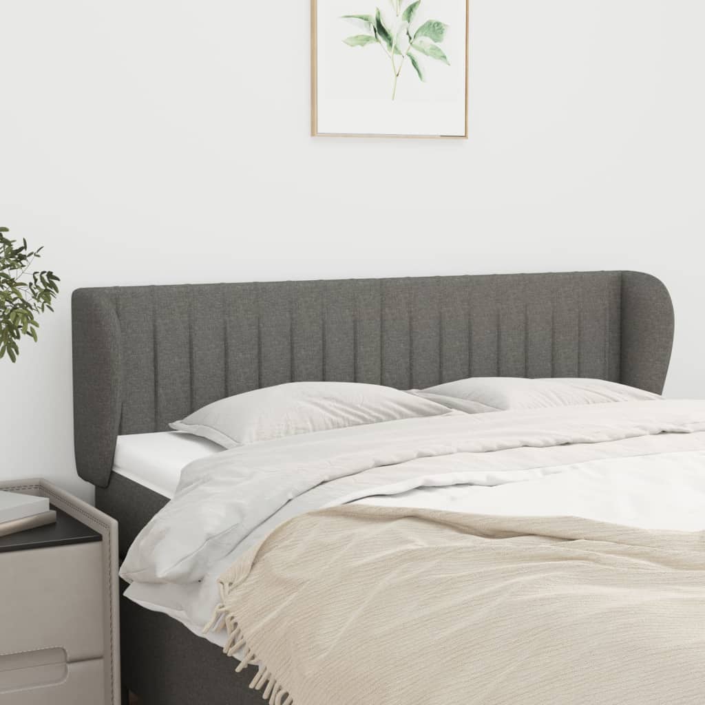 Tête de lit avec oreilles Gris foncé 147x23x78/88 cm Tissu - XIOS