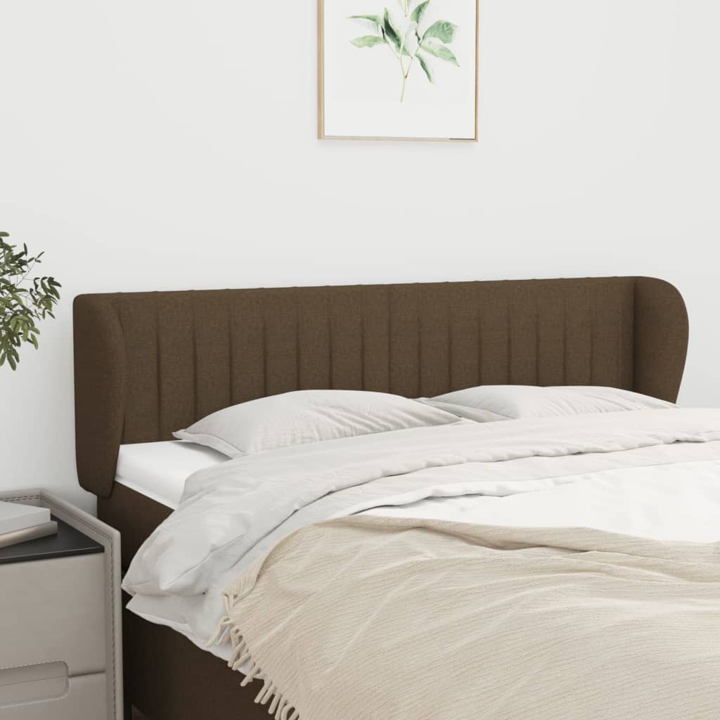 Tête de lit avec oreilles Marron foncé 147x23x78/88 cm Tissu - XIOS