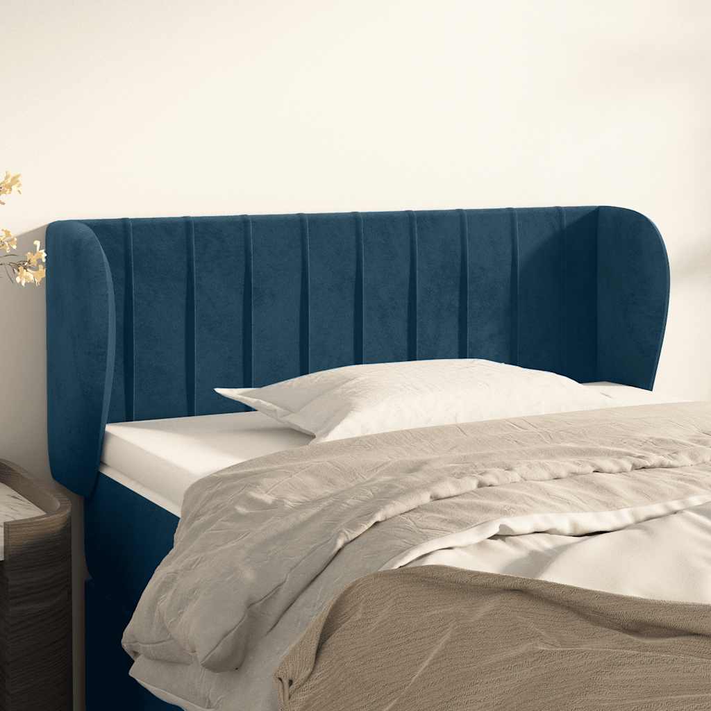 Tête de lit avec oreilles Bleu foncé 103x23x78/88 cm Velours - XIOS