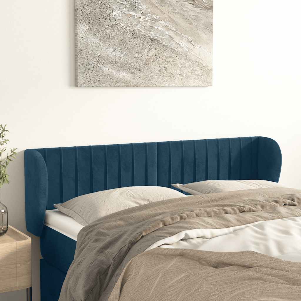 Tête de lit avec oreilles Bleu foncé 147x23x78/88 cm Velours - XIOS