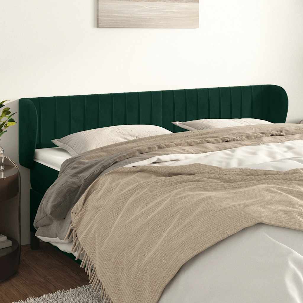 Tête de lit avec oreilles Vert foncé 203x23x78/88 cm Velours - XIOS