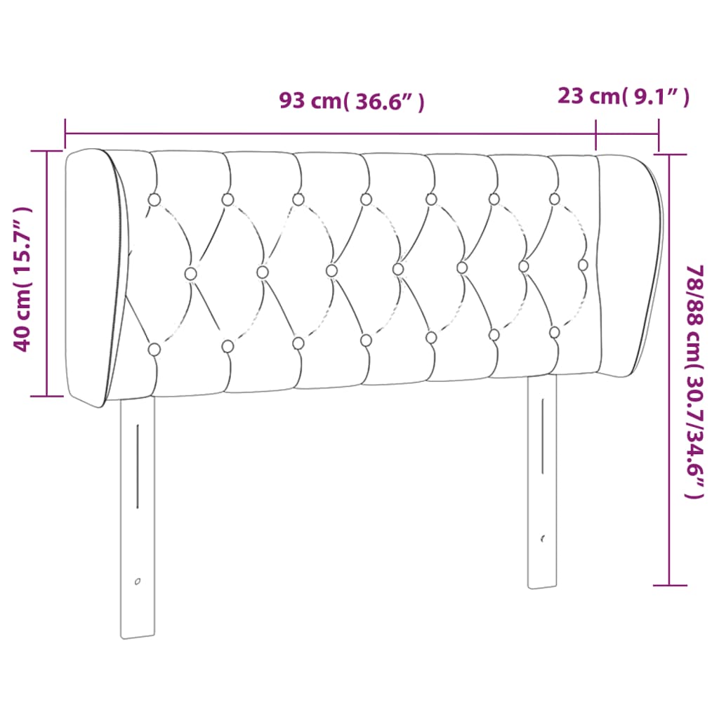 Tête de lit avec oreilles Marron foncé 93x23x78/88 cm Tissu - XIOS