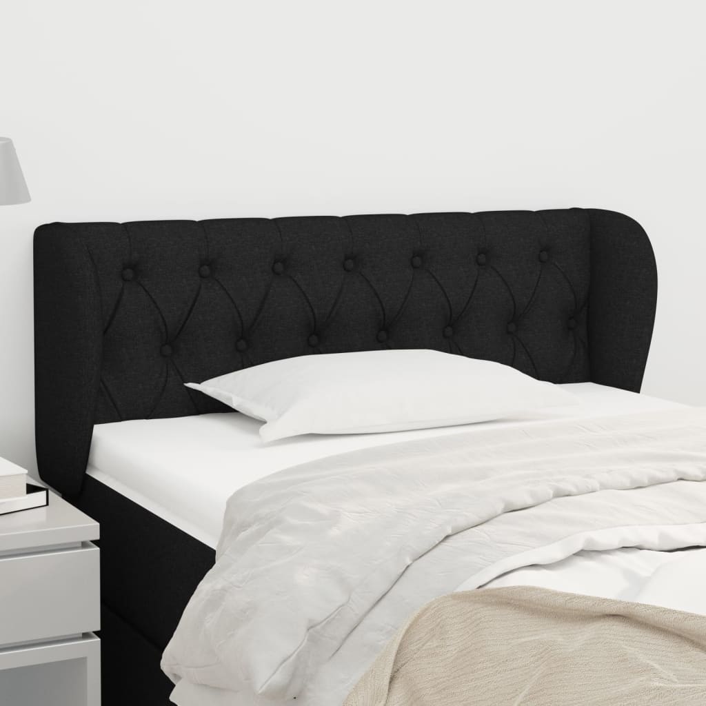 Tête de lit avec oreilles Noir 103x23x78/88 cm Tissu - XIOS