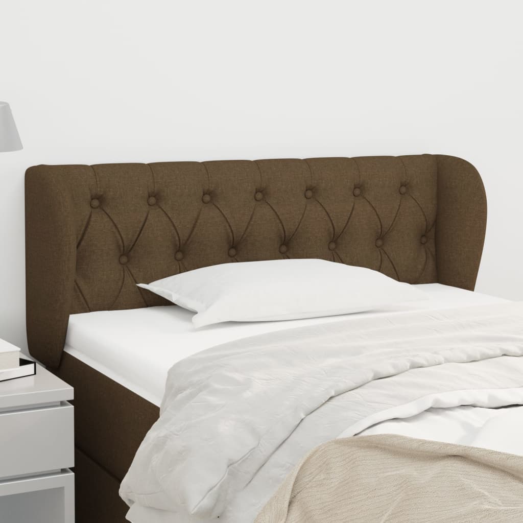 Tête de lit avec oreilles Marron foncé 103x23x78/88 cm Tissu - XIOS