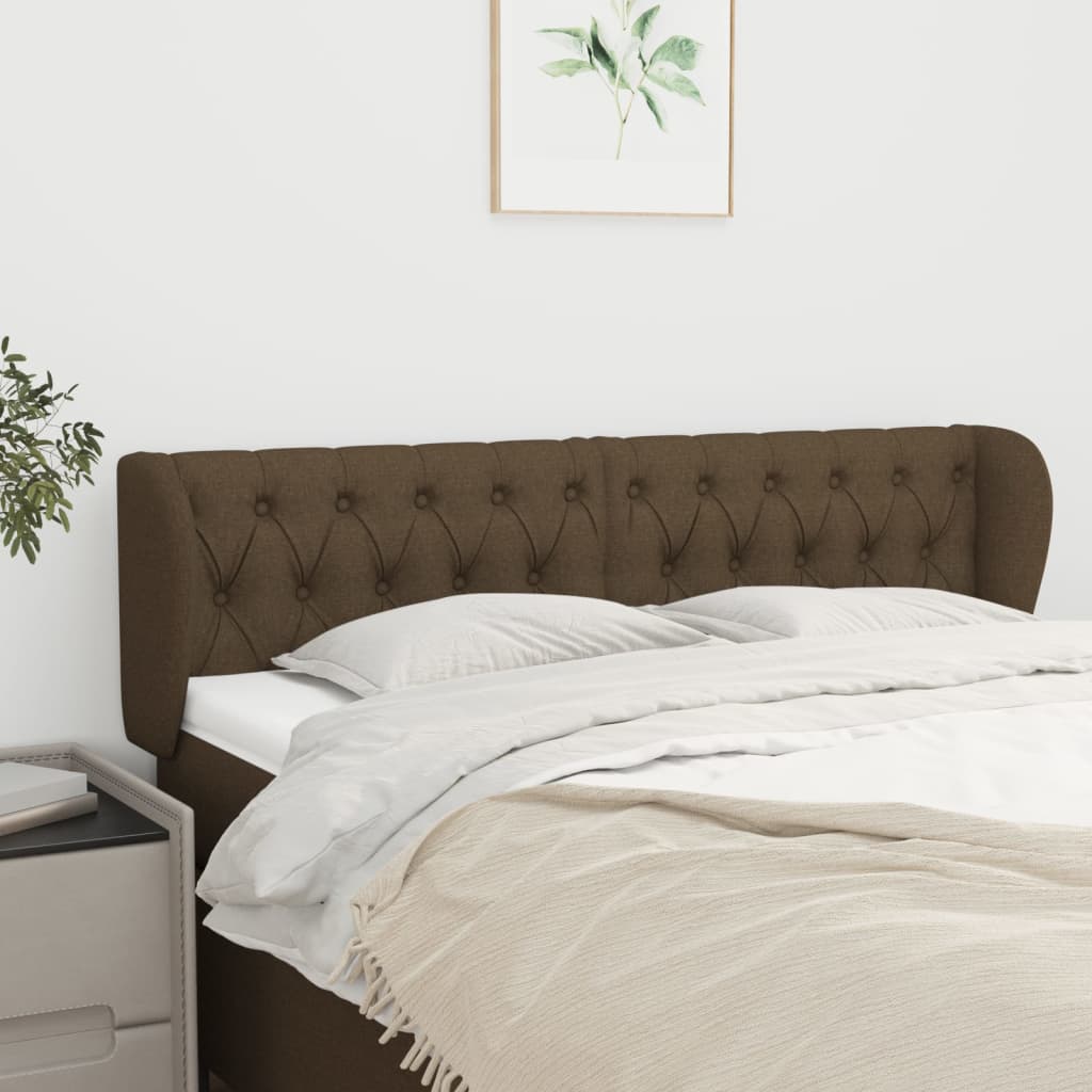 Tête de lit avec oreilles Marron foncé 147x23x78/88 cm Tissu - XIOS
