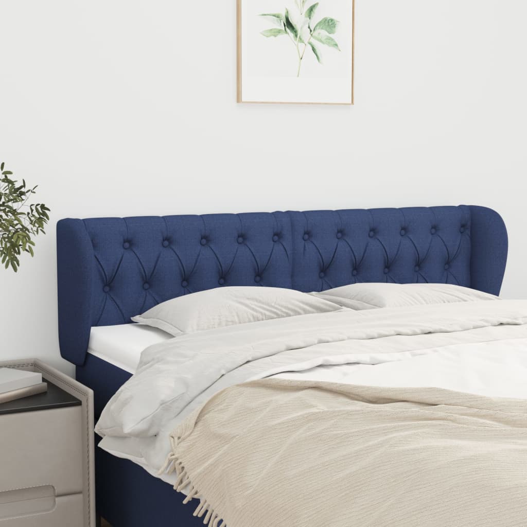 Tête de lit avec oreilles Bleu 147x23x78/88 cm Tissu - XIOS