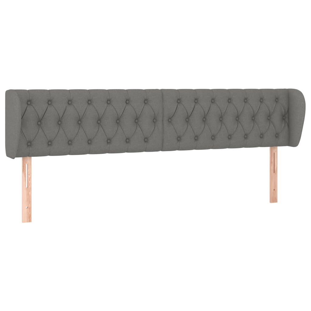 Tête de lit avec oreilles Gris foncé 203x23x78/88 cm Tissu - XIOS