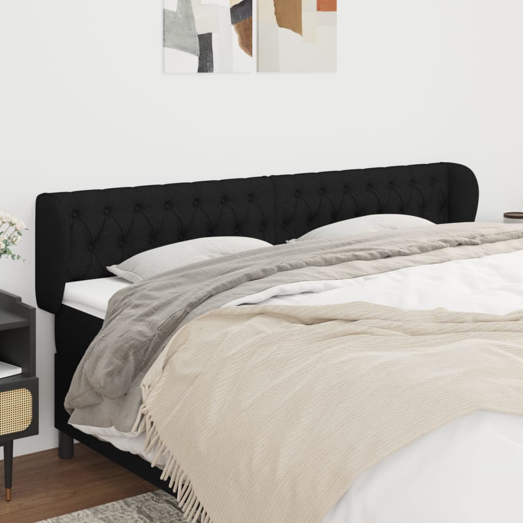 Tête de lit avec oreilles Noir 203x23x78/88 cm Tissu - XIOS