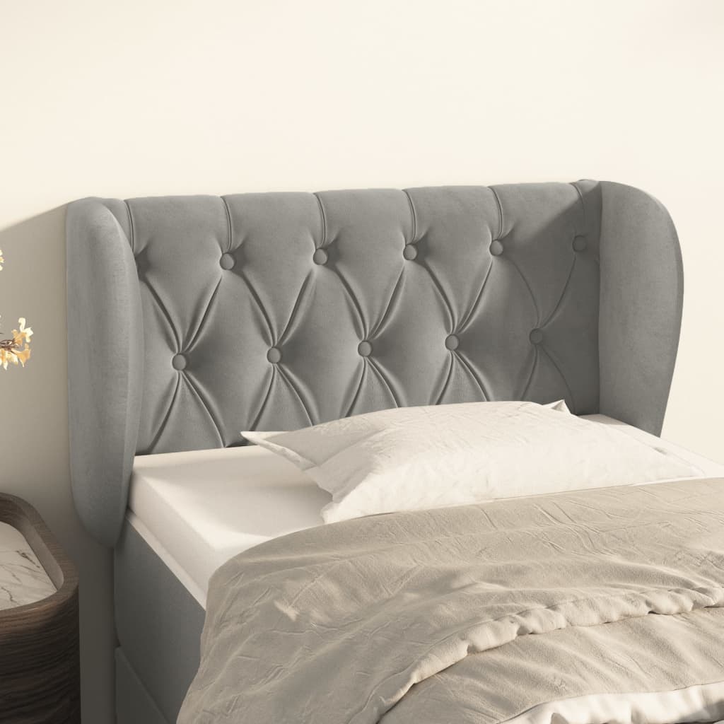 Tête de lit avec oreilles Gris clair 83x23x78/88 cm Velours - XIOS
