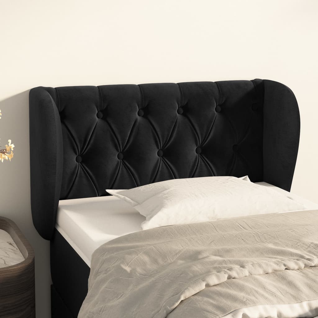 Tête de lit avec oreilles Noir 83x23x78/88 cm Velours - XIOS