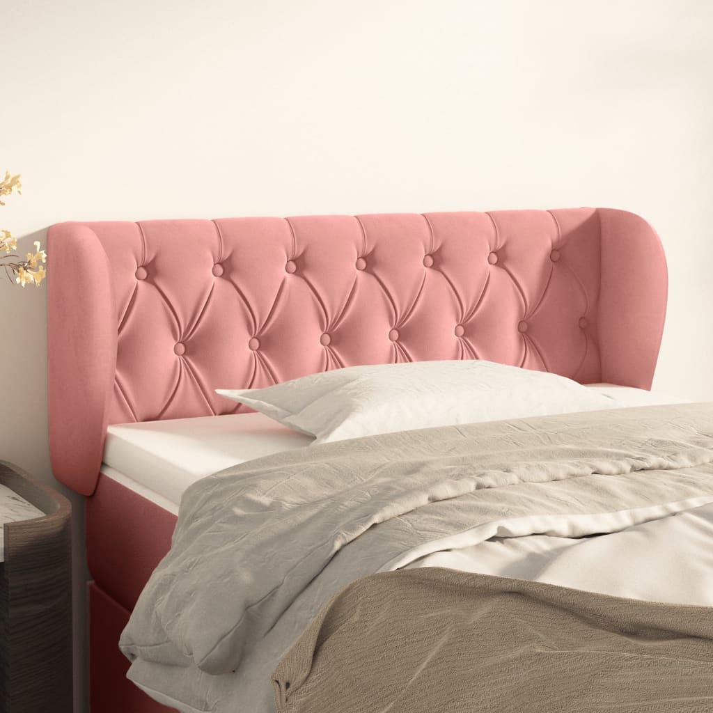 Tête de lit avec oreilles Rose 93x23x78/88 cm Velours - XIOS