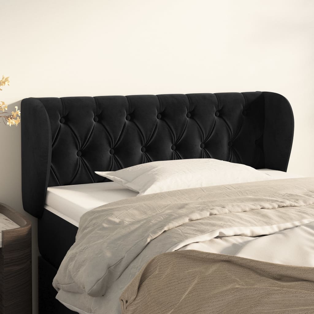 Tête de lit avec oreilles Noir 103x23x78/88 cm Velours - XIOS