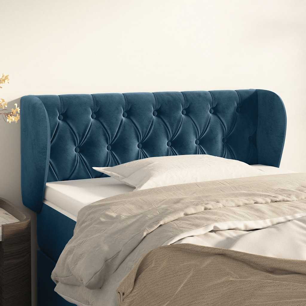 Tête de lit avec oreilles Bleu foncé 103x23x78/88 cm Velours - XIOS
