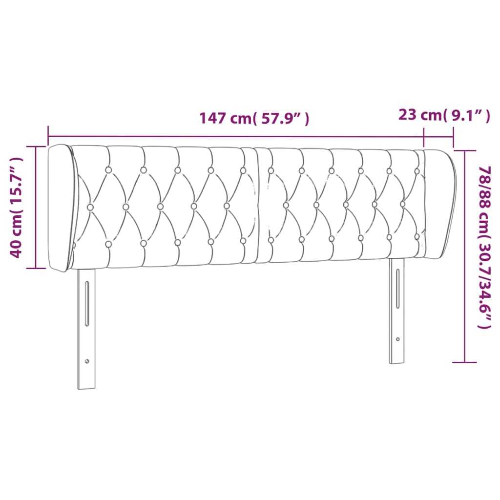 Tête de lit avec oreilles Gris foncé 147x23x78/88 cm Velours - XIOS