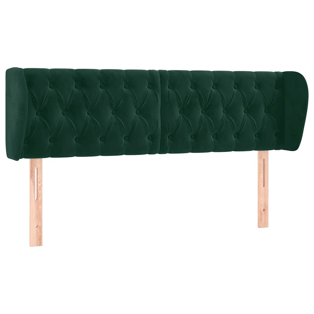 Tête de lit avec oreilles Vert foncé 147x23x78/88 cm Velours - XIOS