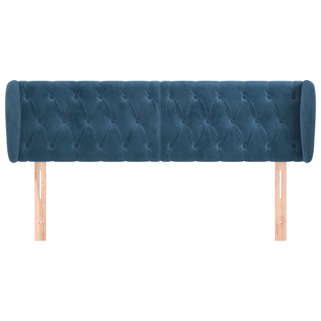 Tête de lit avec oreilles Bleu foncé 147x23x78/88 cm Velours - XIOS