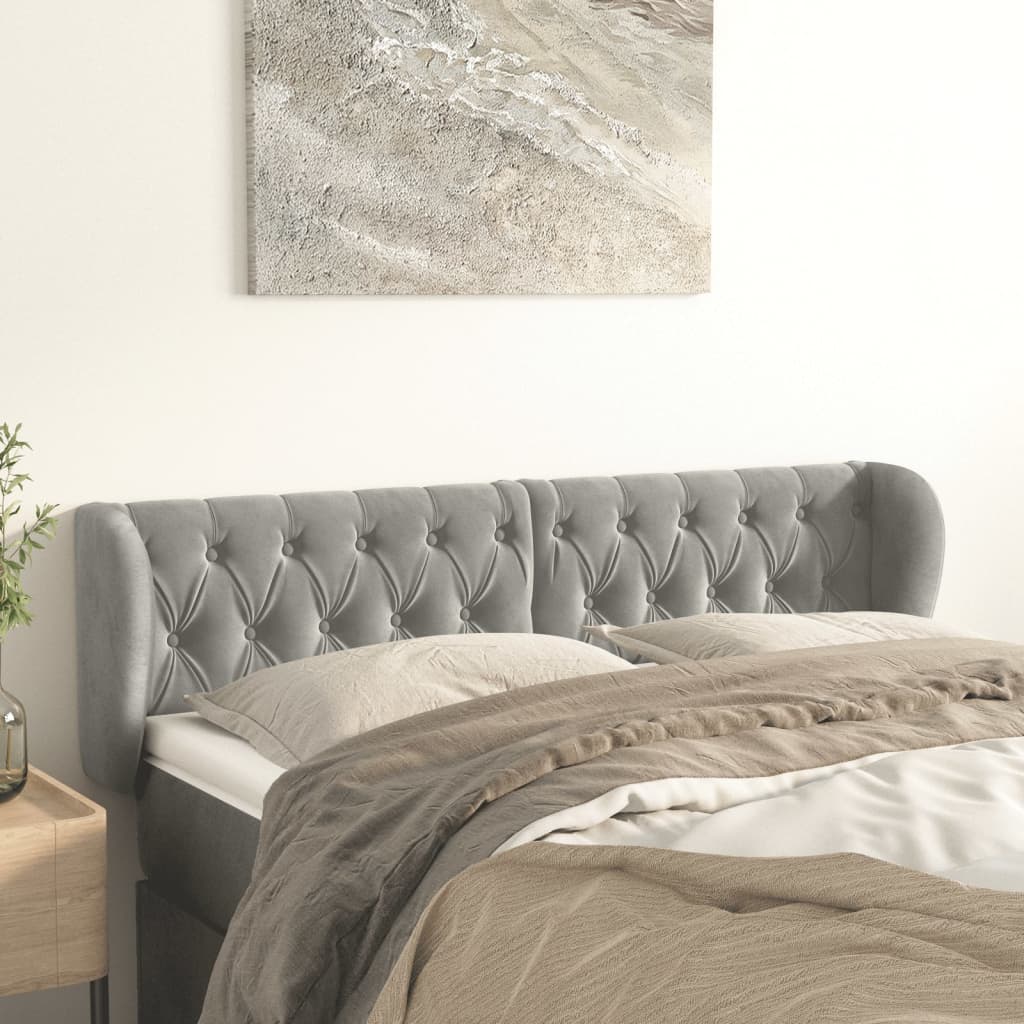 Tête de lit avec oreilles Gris clair 163x23x78/88 cm Velours - XIOS
