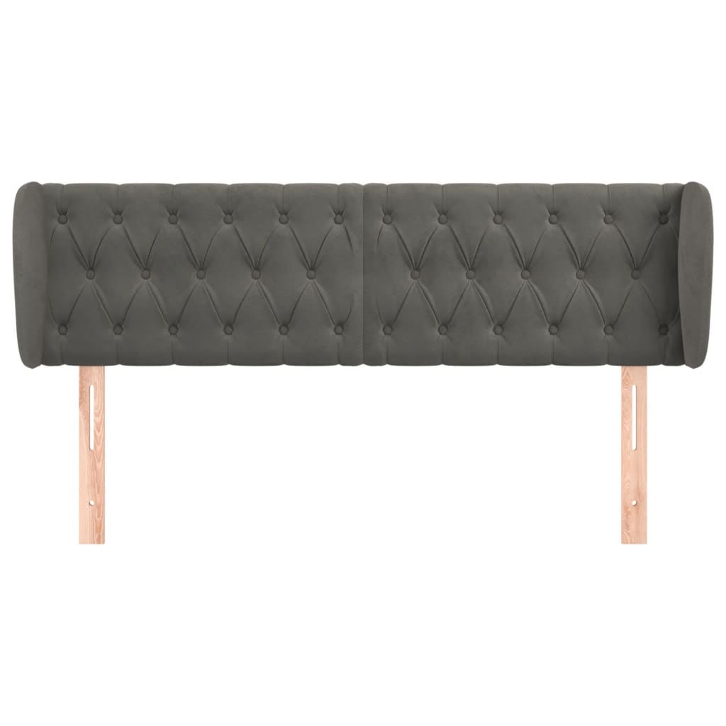 Tête de lit avec oreilles Gris foncé 163x23x78/88 cm Velours - XIOS