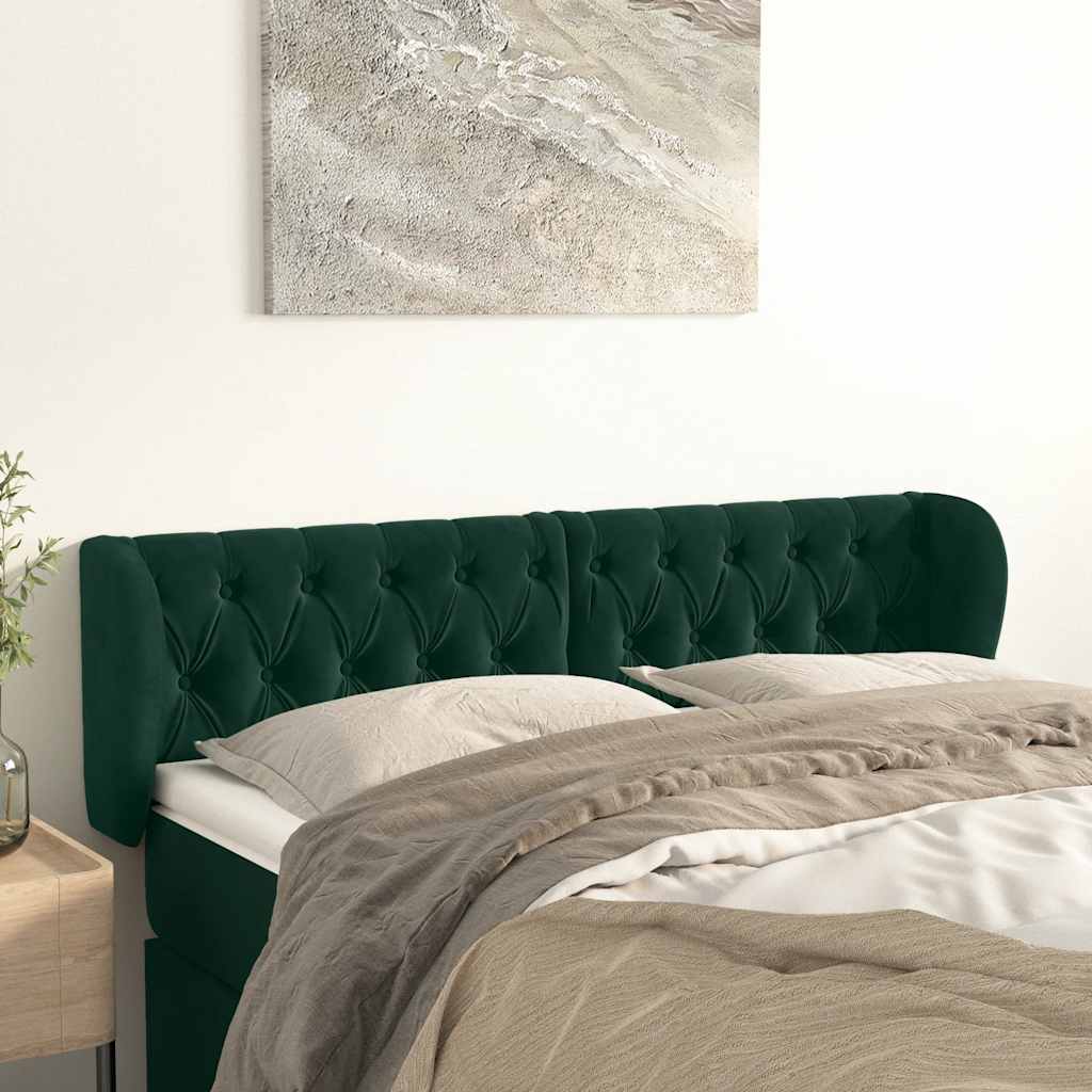 Tête de lit avec oreilles Vert foncé 163x23x78/88 cm Velours - XIOS
