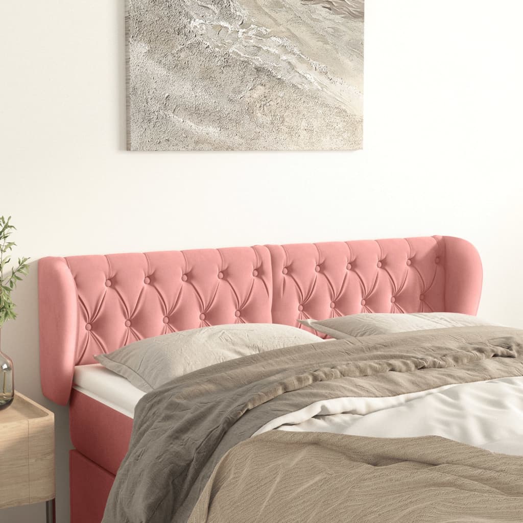 Tête de lit avec oreilles Rose 163x23x78/88 cm Velours - XIOS