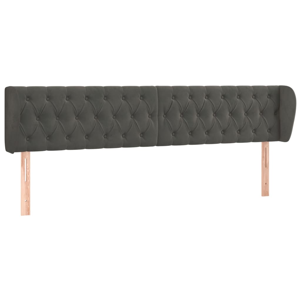 Tête de lit avec oreilles Gris foncé 183x23x78/88 cm Velours - XIOS