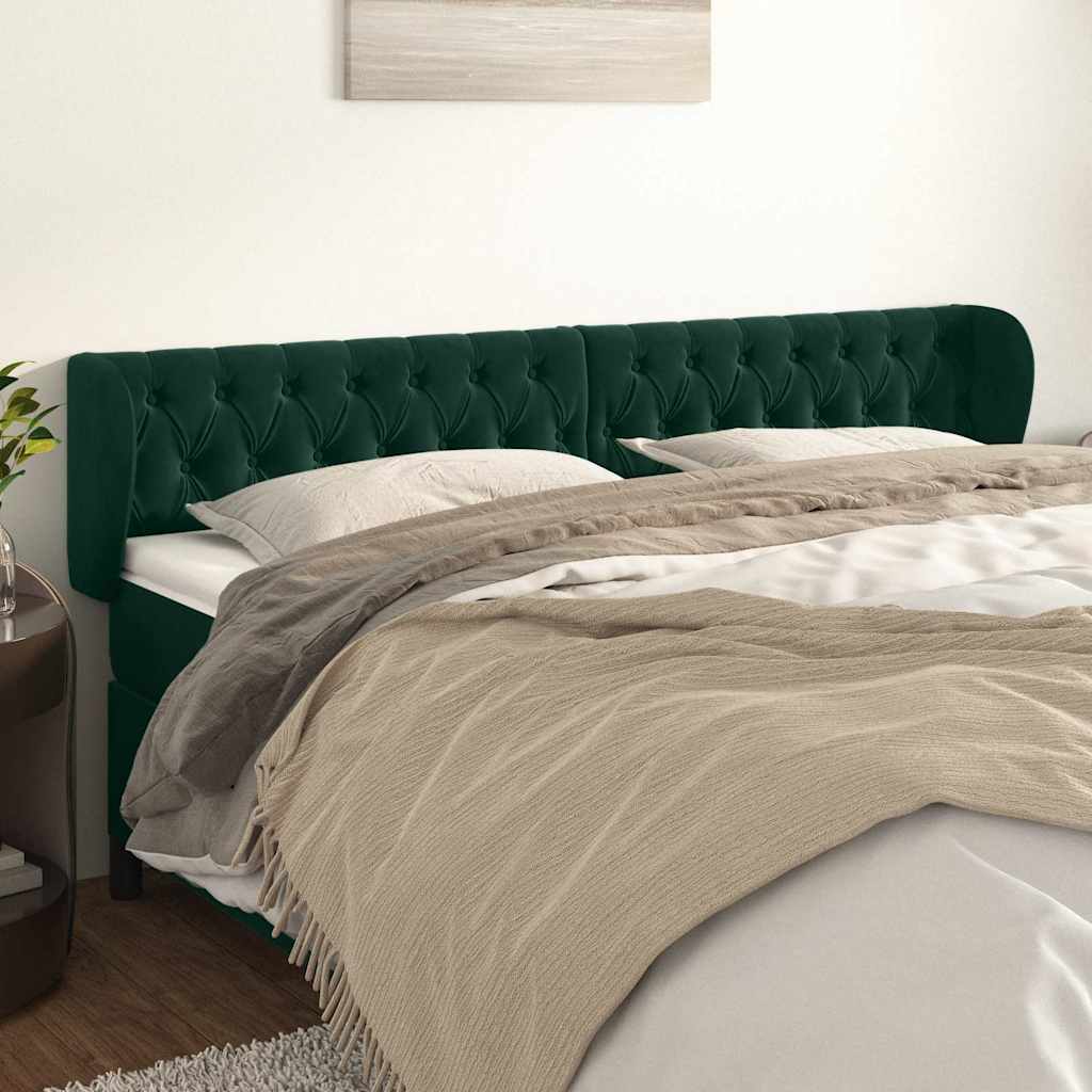 Tête de lit avec oreilles Vert foncé 183x23x78/88 cm Velours - XIOS