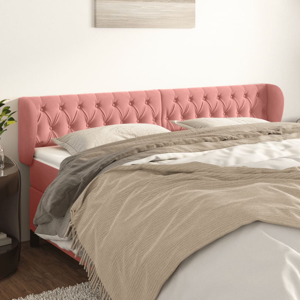 Tête de lit avec oreilles Rose 183x23x78/88 cm Velours - XIOS
