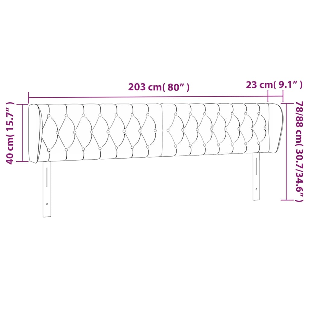 Tête de lit avec oreilles Gris clair 203x23x78/88 cm Velours - XIOS