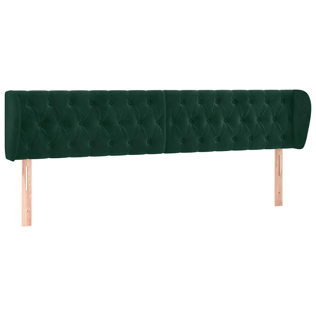 Tête de lit avec oreilles Vert foncé 203x23x78/88 cm Velours - XIOS