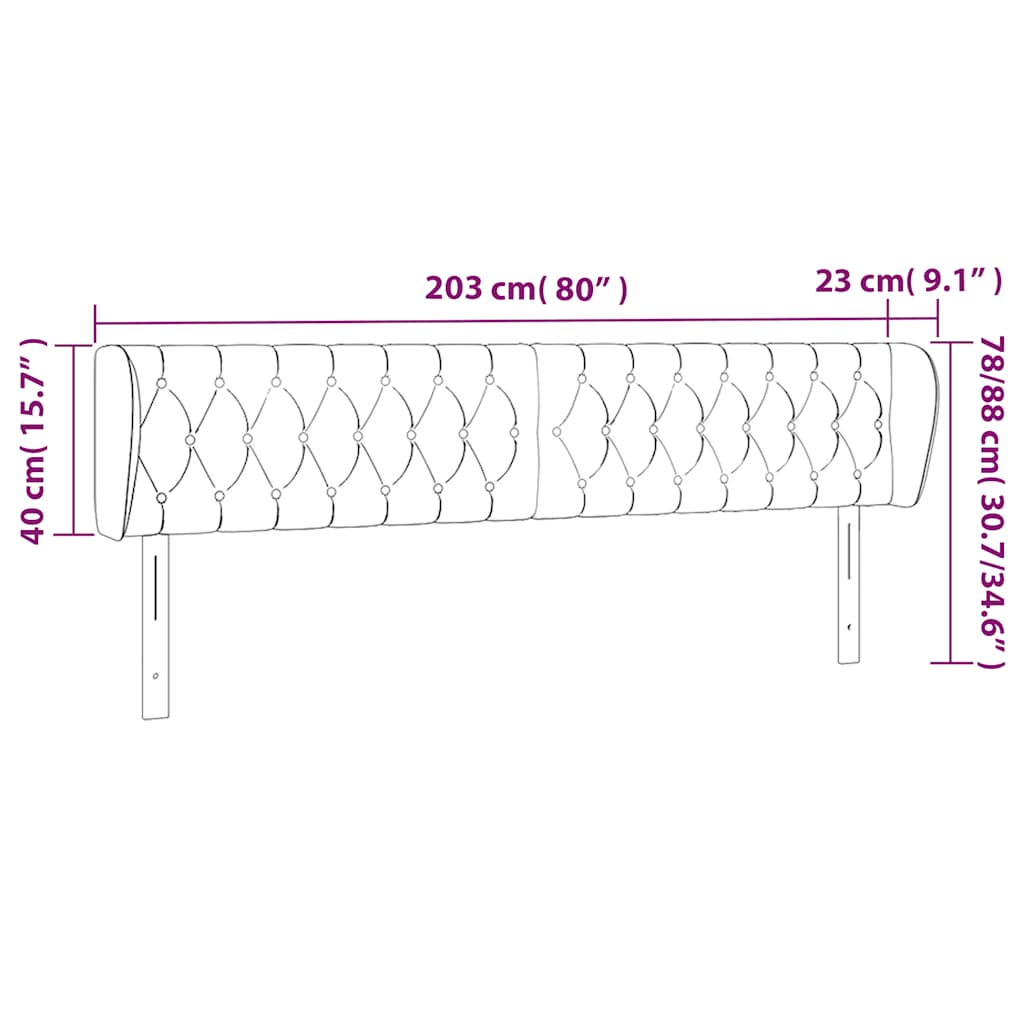 Tête de lit avec oreilles Vert foncé 203x23x78/88 cm Velours - XIOS
