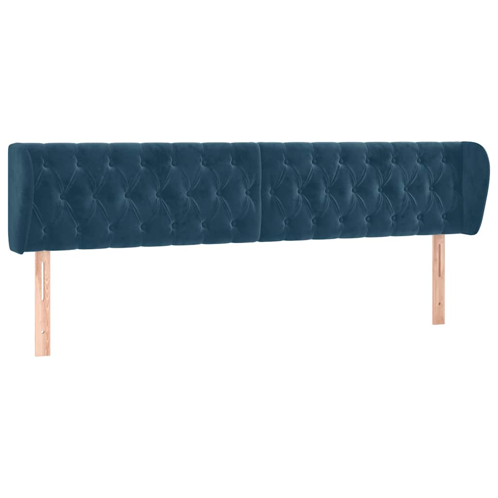 Tête de lit avec oreilles Bleu foncé 203x23x78/88 cm Velours - XIOS