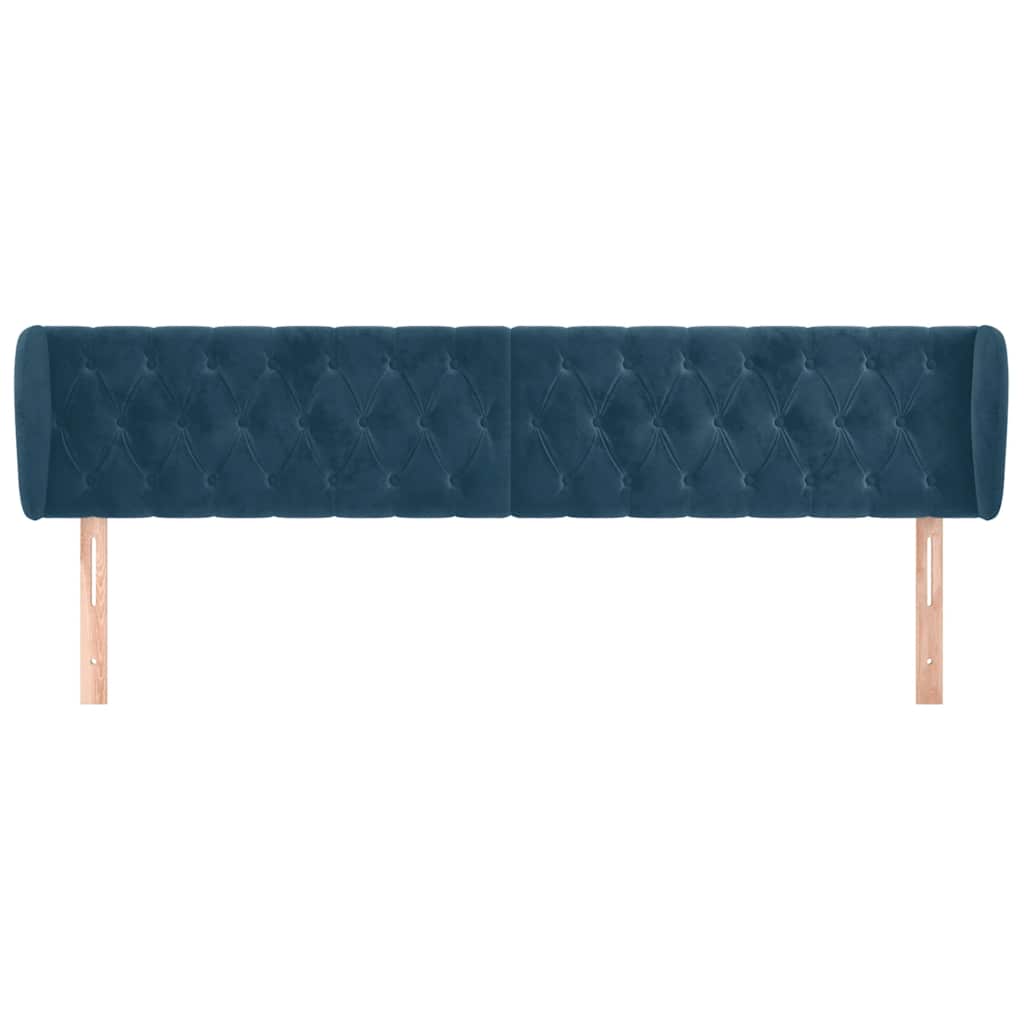 Tête de lit avec oreilles Bleu foncé 203x23x78/88 cm Velours - XIOS
