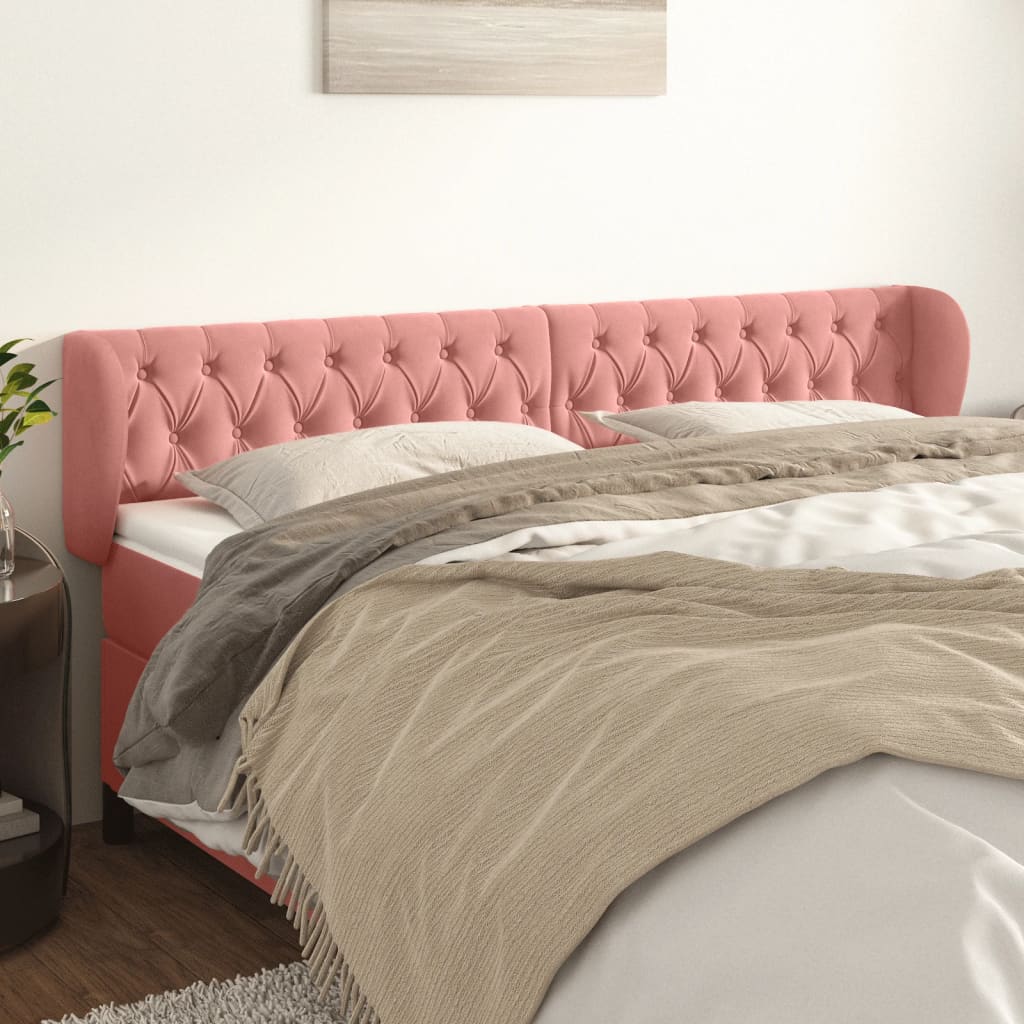Tête de lit avec oreilles Rose 203x23x78/88 cm Velours - XIOS
