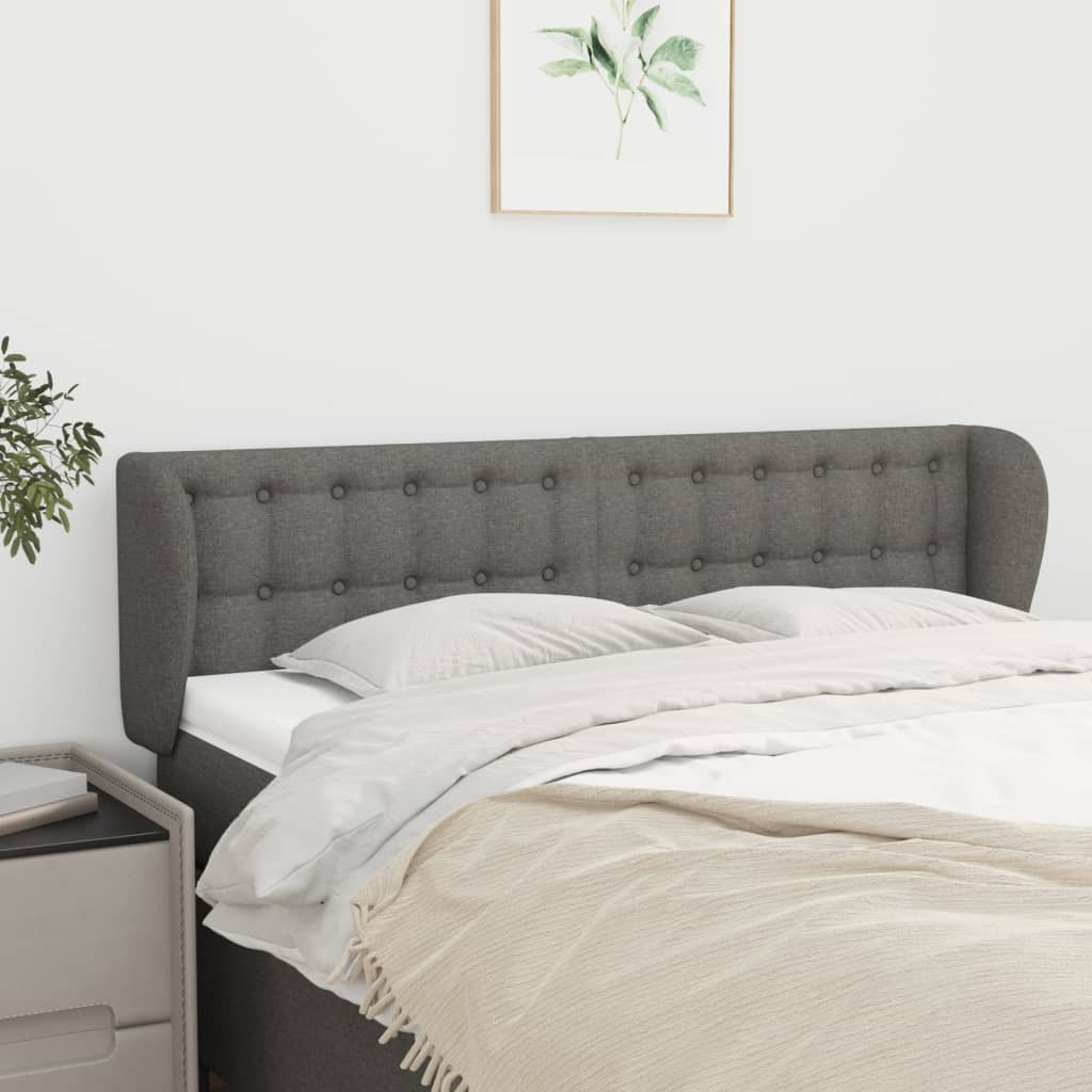 Tête de lit avec oreilles Gris foncé 147x23x78/88 cm Tissu - XIOS