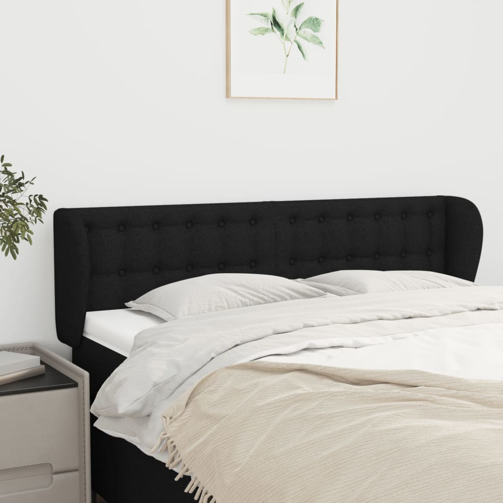 Tête de lit avec oreilles Noir 147x23x78/88 cm Tissu - XIOS